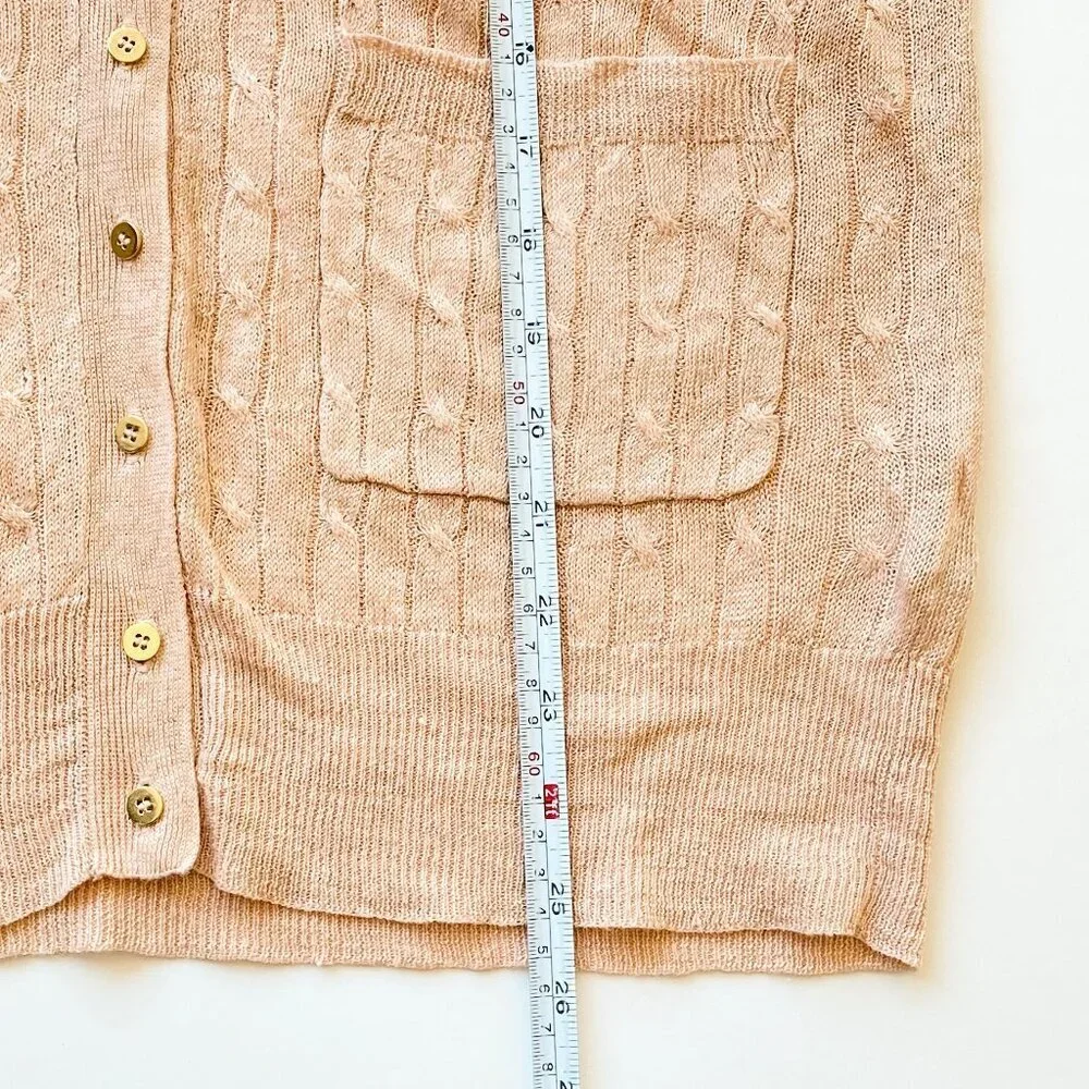 J.Crew 100% Linen Cable Knit Gold Button Cardigan XS